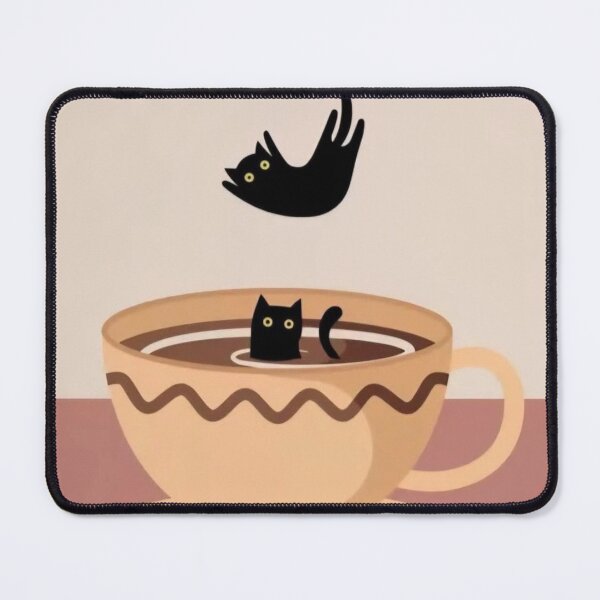 Item preview, Funny Black Cats Diving into Coffee Cup Sticker designed and sold by     Pink Chaos Club.