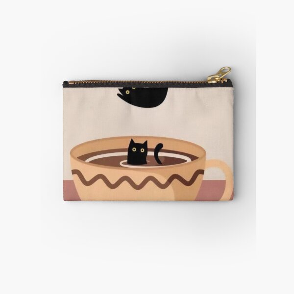Item preview, Funny Black Cats Diving into Coffee Cup Sticker designed and sold by     Pink Chaos Club.