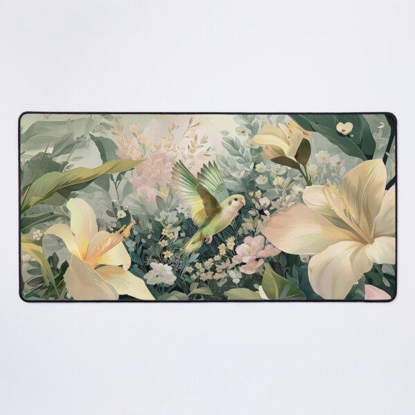 Item preview, A Parrotlet flying through a spring garden, Birds in Motion designed and sold by CDC40.
