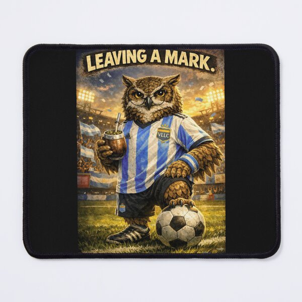 Item preview, ? LEAVING A MARK ⚽ ARGENTINA FOOTBALL OWL – MOTIVATIONAL SPORTS ART BY VLLC designed and sold by VICTORY LIBERTY .