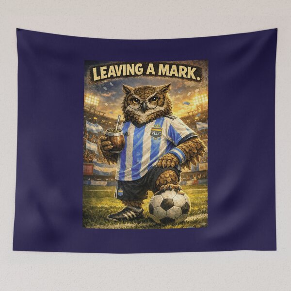 Item preview, ? LEAVING A MARK ⚽ ARGENTINA FOOTBALL OWL – MOTIVATIONAL SPORTS ART BY VLLC designed and sold by VICTORY LIBERTY .