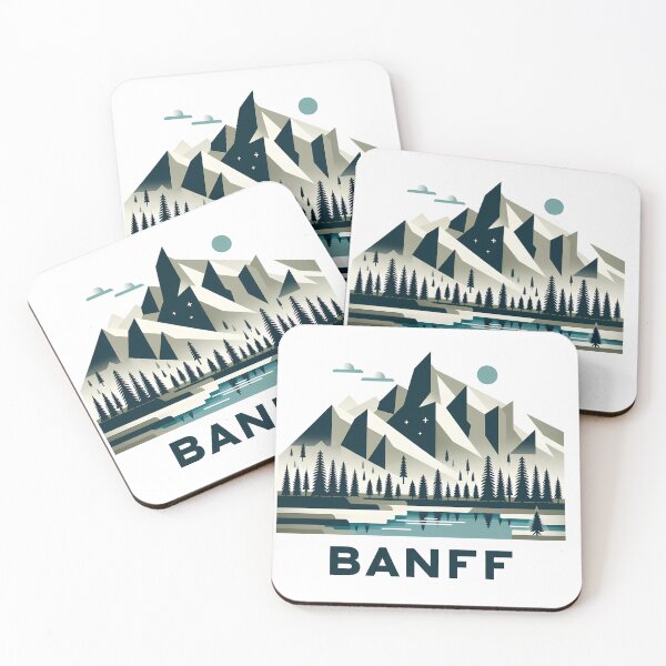 Item preview, Banff Canada Travel Poster - Abstract Rocky Mountains Landscape Art designed and sold by OzzFrequency.