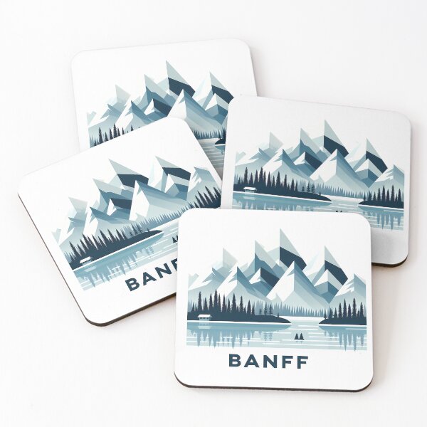 Item preview, Banff Canada Travel Poster - Abstract Rocky Mountains Landscape Art designed and sold by OzzFrequency.