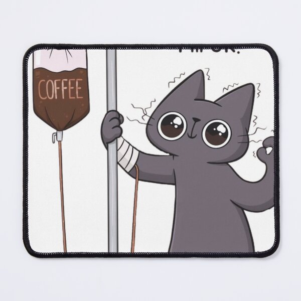 Item preview, Funny Coffee IV Drip Cat I'm OK Sticker designed and sold by     Pink Chaos Club.