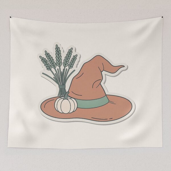 Item preview, Soft Witch Hat with Herbs and Pumpkin designed and sold by TrendMorphic.