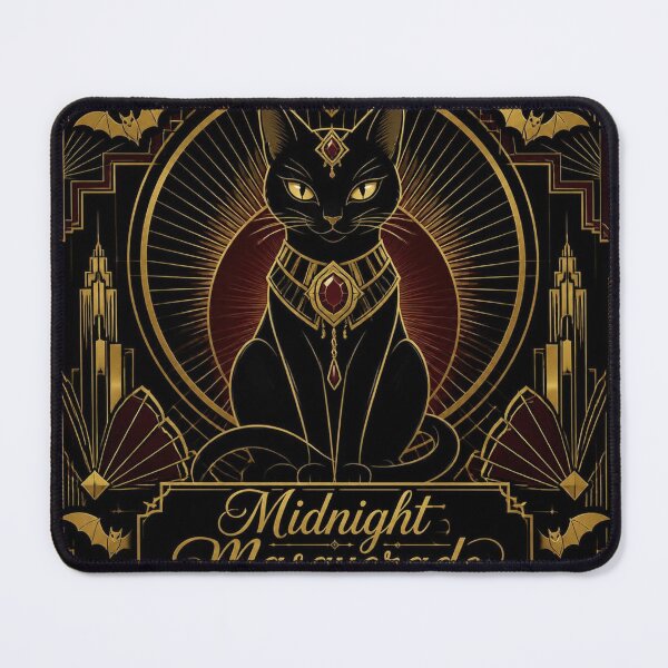 Item preview, Black Cat Art Deco Halloween Shirt | Midnight Masquerade Gold Illustration designed and sold by SunnyDesign82.