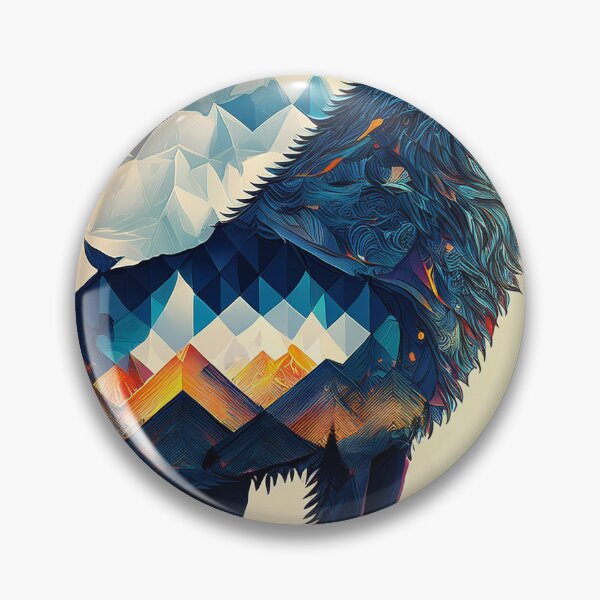Item preview, Geometric Howling Wolf - Double Exposure Mountain Landscape Art designed and sold by Outlet Raloel.
