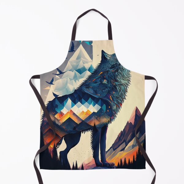 Item preview, Geometric Howling Wolf - Double Exposure Mountain Landscape Art designed and sold by Outlet Raloel.