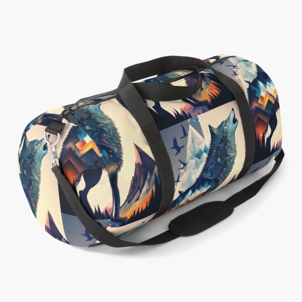 Item preview, Geometric Howling Wolf - Double Exposure Mountain Landscape Art designed and sold by Outlet Raloel.