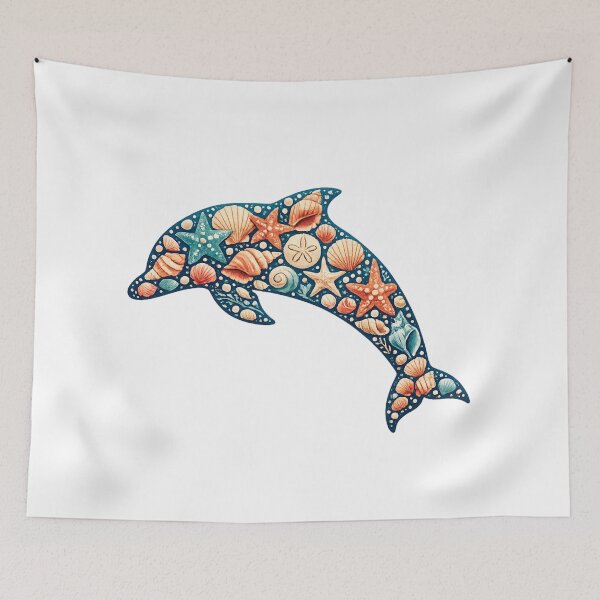Item preview, Ocean Dolphin with Seashells and Starfish designed and sold by OTSC.