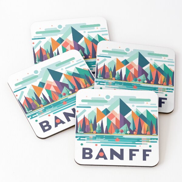 Item preview, Banff Canada Travel Poster - Abstract Rocky Mountains Landscape Art designed and sold by OzzFrequency.