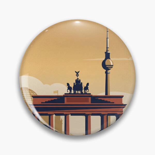 Item preview, Berlin Germany Vintage Travel Poster – Brandenburg Gate & TV Tower Art designed and sold by Bomax121.