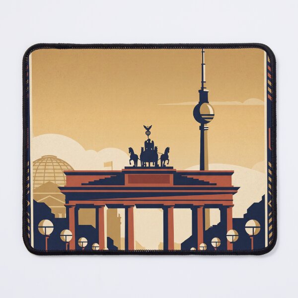 Item preview, Berlin Germany Vintage Travel Poster – Brandenburg Gate & TV Tower Art designed and sold by Bomax121.