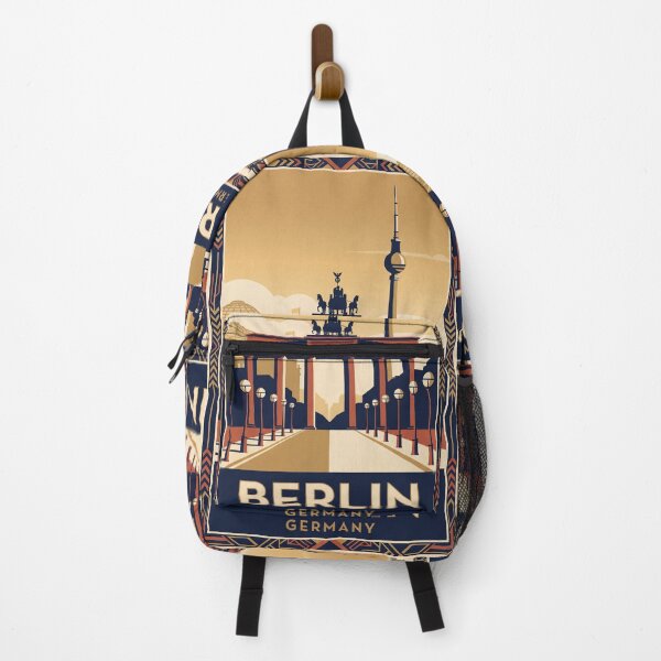 Item preview, Berlin Germany Vintage Travel Poster – Brandenburg Gate & TV Tower Art designed and sold by Bomax121.
