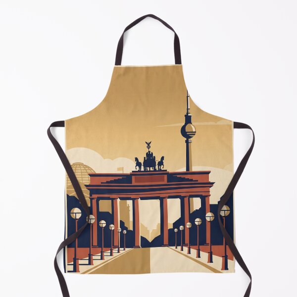 Item preview, Berlin Germany Vintage Travel Poster – Brandenburg Gate & TV Tower Art designed and sold by Bomax121.