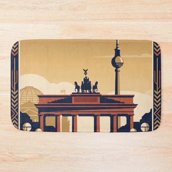 Item preview, Berlin Germany Vintage Travel Poster – Brandenburg Gate & TV Tower Art designed and sold by Bomax121.