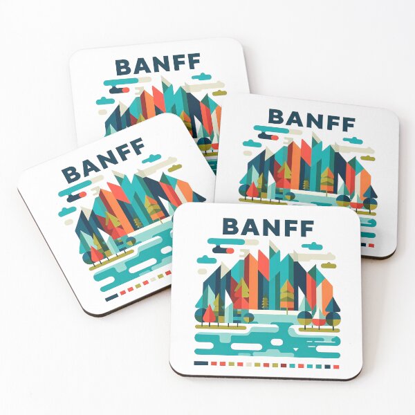 Item preview, Banff Canada Travel Poster - Abstract Rocky Mountains Landscape Art designed and sold by OzzFrequency.