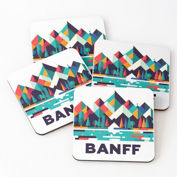 Item preview, Copy of Banff Canada Travel Poster - Abstract Rocky Mountains Landscape Art designed and sold by OzzFrequency.