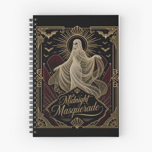 Item preview, Ghost Spirit Art Deco Halloween Shirt | Midnight Masquerade Gold Illustration designed and sold by SunnyDesign82.