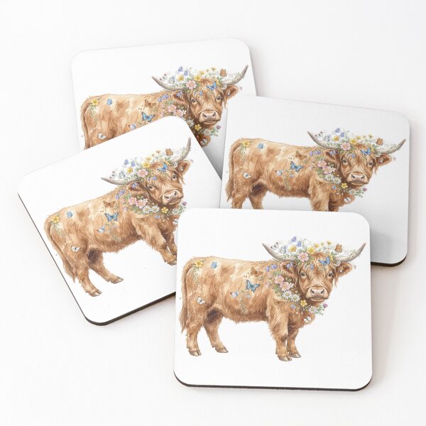 Item preview, Highland Cow Covered in Wildflowers Illustration designed and sold by GrzywaM.