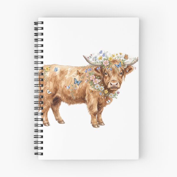 Item preview, Highland Cow Covered in Wildflowers Illustration designed and sold by GrzywaM.