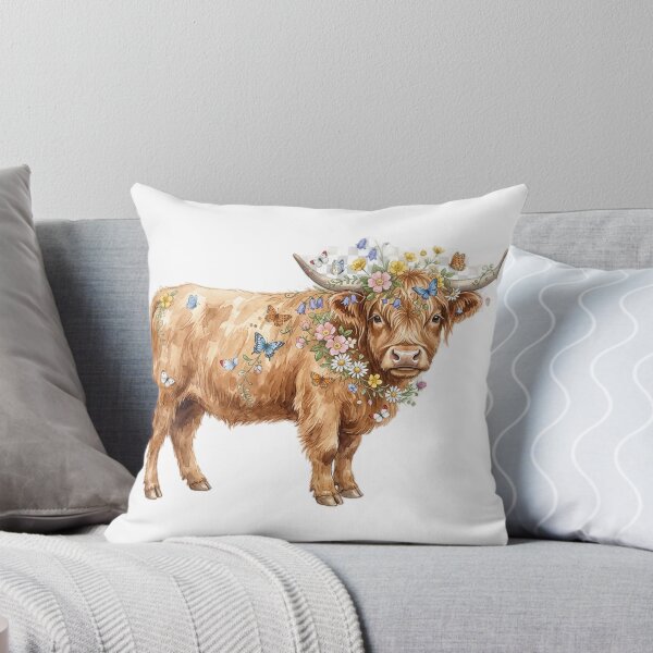Item preview, Highland Cow Covered in Wildflowers Illustration designed and sold by GrzywaM.