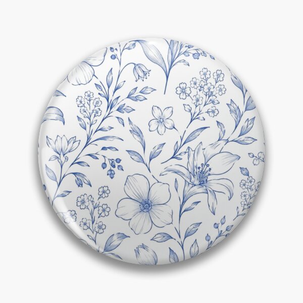 Item preview, Elegant Blue Botanical Floral Line Art Pattern floral pattern designed and sold by Mypixieart.