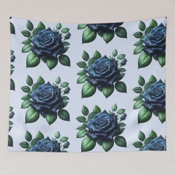 Item preview, Dark Blue Rose with Water Drops Floral Illustration designed and sold by SweetLilith.