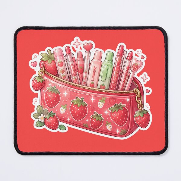 Item preview, Cute Kawaii Strawberry Pencil Case Sticker designed and sold by Christiana-Art.