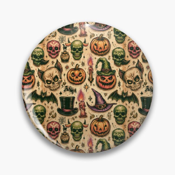 Item preview, Vintage Tattoo Skulls And Roses Halloween Pattern designed and sold by igraphixart.