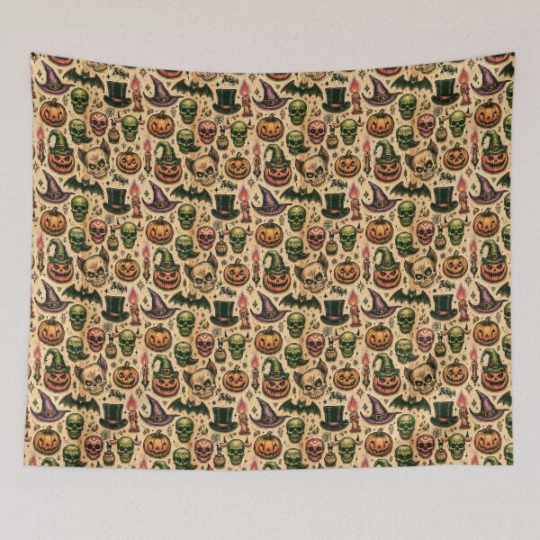 Item preview, Vintage Tattoo Skulls And Roses Halloween Pattern designed and sold by igraphixart.
