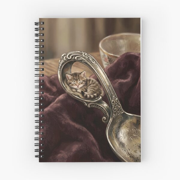 Item preview, Tiny Kitten in a Giant Vintage Teaspoon Miniature Illustration designed and sold by DuckOddity.