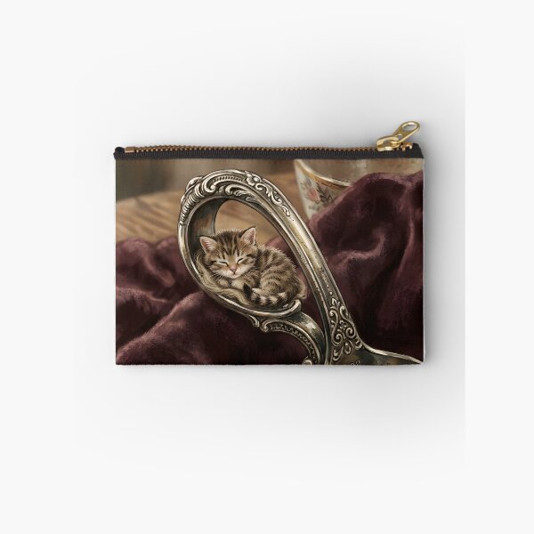 Item preview, Tiny Kitten in a Giant Vintage Teaspoon Miniature Illustration designed and sold by DuckOddity.