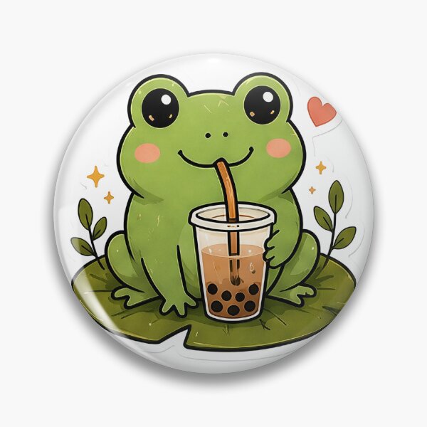 Item preview, Cute Cartoon Frog Drinking Boba Tea designed and sold by denybz.