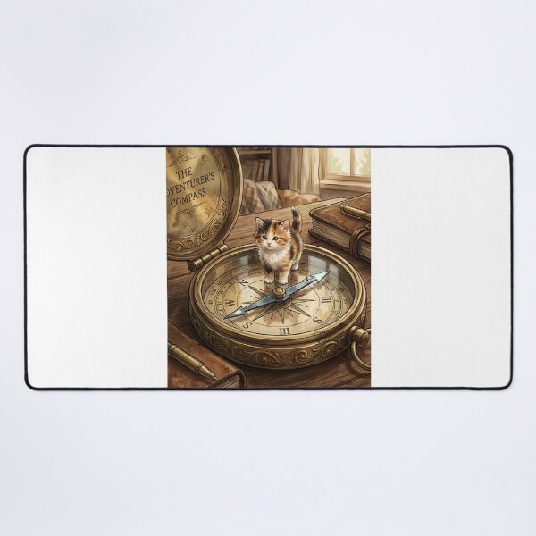 Item preview, Tiny Kitten on a Giant Vintage Pocket Compass Miniature Illustration designed and sold by DuckOddity.