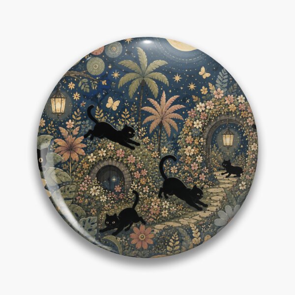 Item preview, Moonlit Garden Frolic of Wandering Silhouette Cats designed and sold by Mindworx21.