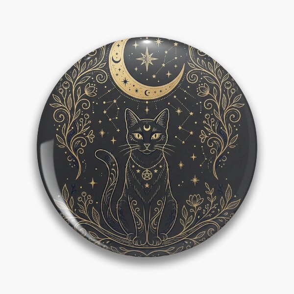 Item preview, Celestial Black Cat Crescent Moon Gold designed and sold by AEVORI.