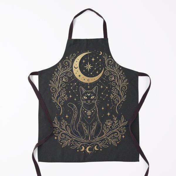 Item preview, Celestial Black Cat Crescent Moon Gold designed and sold by AEVORI.