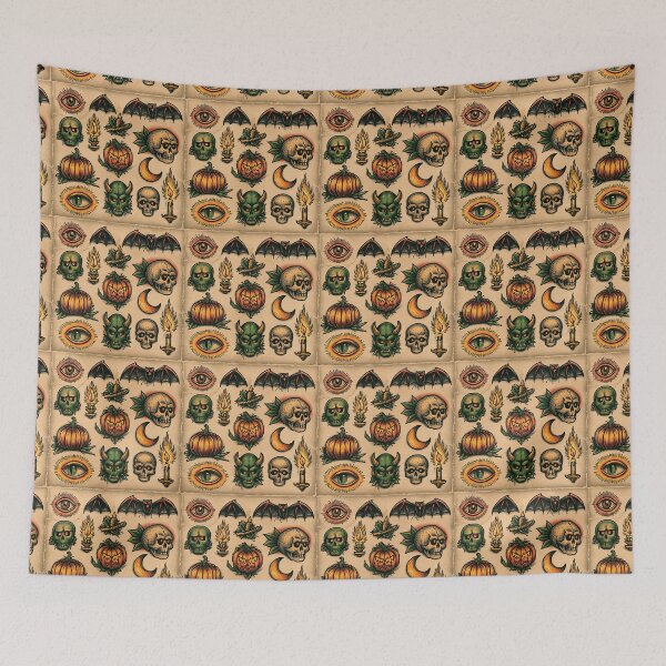 Item preview, Classic Traditional Halloween Bats And Skulls Pattern designed and sold by igraphixart.