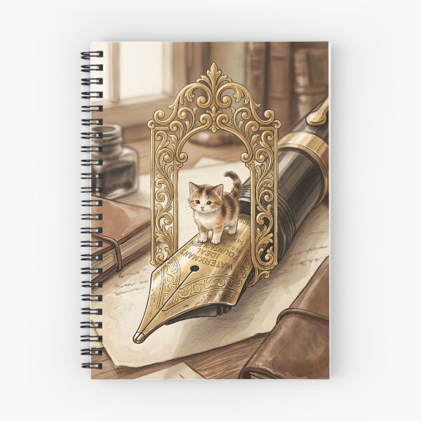 Item preview, Tiny Kitten on a Giant Antique Fountain Pen Nib Miniature Illustration designed and sold by DuckOddity.