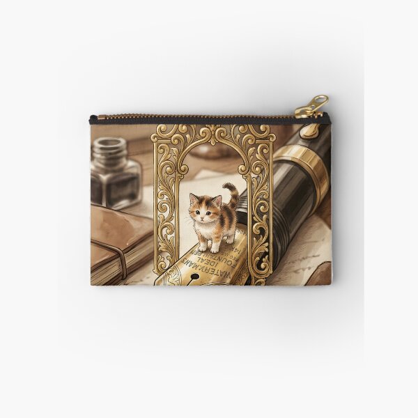 Item preview, Tiny Kitten on a Giant Antique Fountain Pen Nib Miniature Illustration designed and sold by DuckOddity.