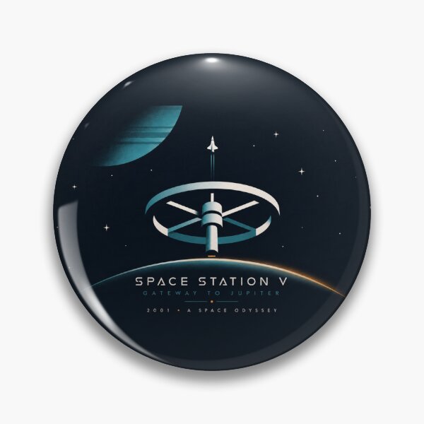 Item preview, Space Station V | Retro Futurism Sci-Fi Art | 2001: A Space Odyssey Inspired | Minimalist Jupiter Space Travel Poster designed and sold by VoglR.