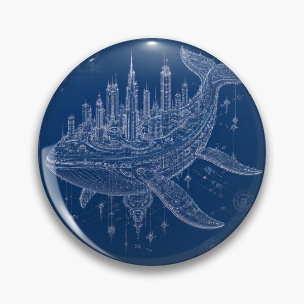 Item preview, Whale Megacity Blueprint | Floating Sci-Fi City | Futuristic Ocean Architecture | Blueprint Art designed and sold by EverStitchStudio ★★★★★.