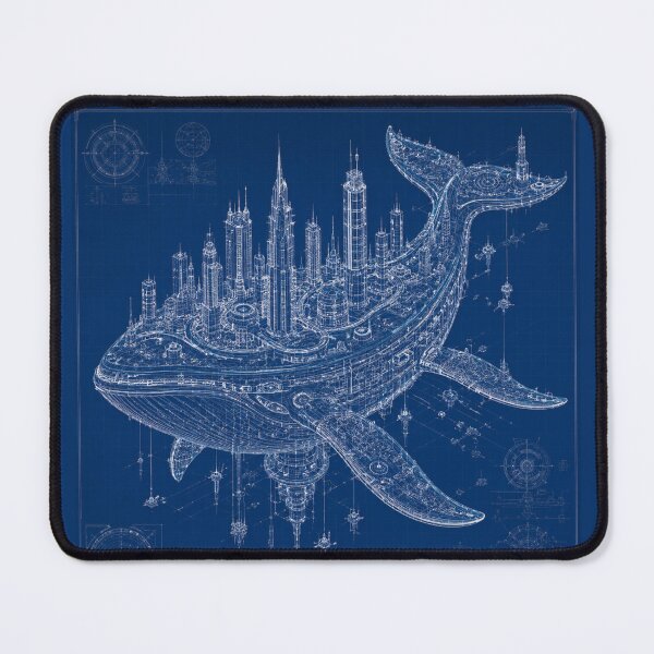 Item preview, Whale Megacity Blueprint | Floating Sci-Fi City | Futuristic Ocean Architecture | Blueprint Art designed and sold by EverStitchStudio ★★★★★.
