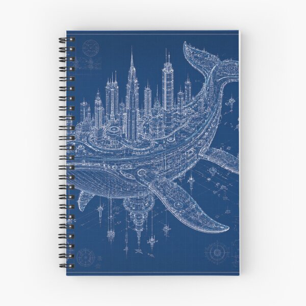 Item preview, Whale Megacity Blueprint | Floating Sci-Fi City | Futuristic Ocean Architecture | Blueprint Art designed and sold by EverStitchStudio ★★★★★.