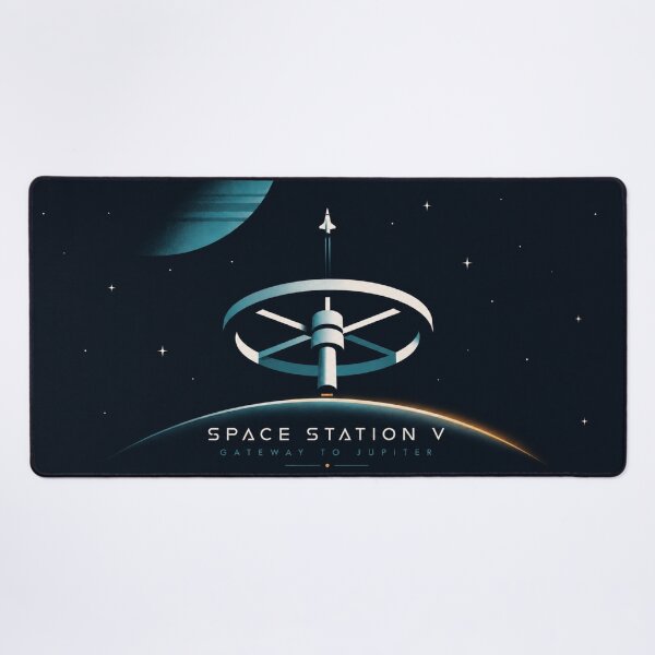 Item preview, Space Station V | Retro Futurism Sci-Fi Art | 2001: A Space Odyssey Inspired | Minimalist Jupiter Space Travel Poster designed and sold by VoglR.