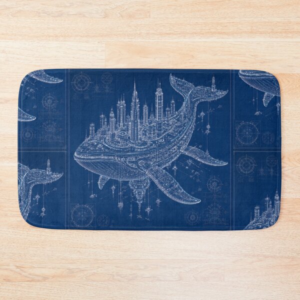 Item preview, Whale Megacity Blueprint | Floating Sci-Fi City | Futuristic Ocean Architecture | Blueprint Art designed and sold by EverStitchStudio ★★★★★.