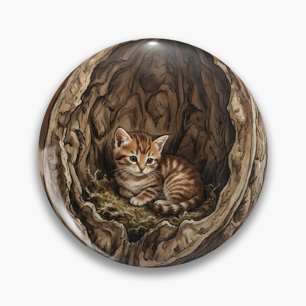 Item preview, Tiny Kitten in a Giant Walnut Shell Miniature Illustration designed and sold by DuckOddity.