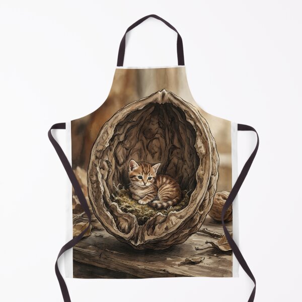 Item preview, Tiny Kitten in a Giant Walnut Shell Miniature Illustration designed and sold by DuckOddity.