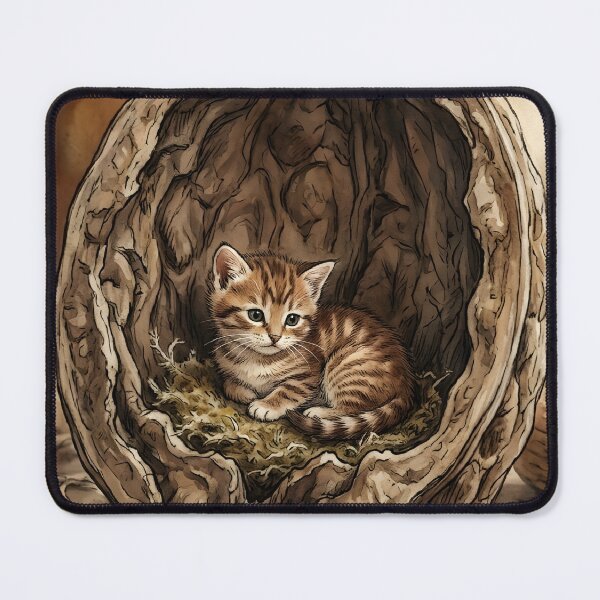 Item preview, Tiny Kitten in a Giant Walnut Shell Miniature Illustration designed and sold by DuckOddity.
